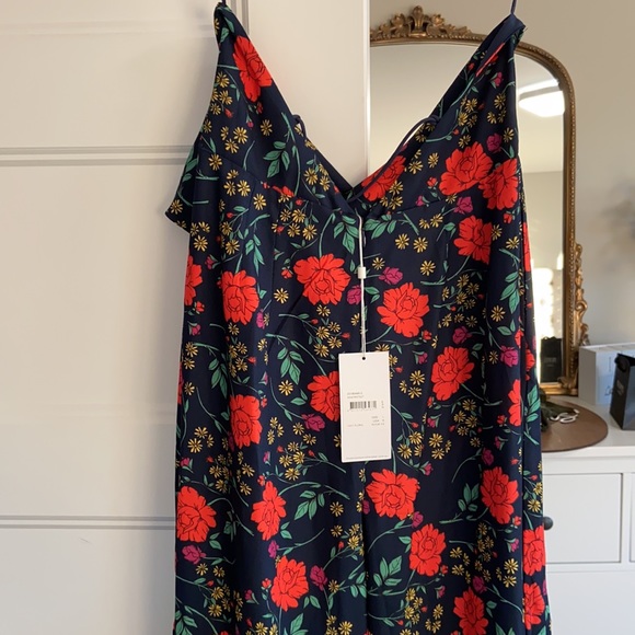 Hana Navy Blue Floral Print Backless Wide-Leg Jumpsuit - Picture 8 of 9